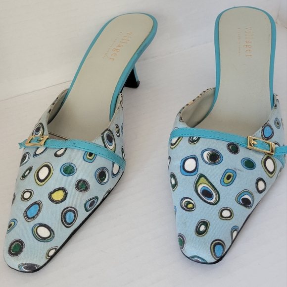 Villager Liz Claiborne Teal Blue Mules size 6M - Picture 6 of 6